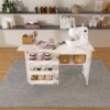 4 In 1 Folding Sewing Table With Lockable Wheels, Multi Functional Craft Station - White - Image 2