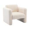 Modern Accent Chair Lambskin Sherpa Fabric Upholstered Comfy Reading Armchair With Pillow - Cream - Image 11