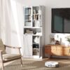 Metal Kitchen Pantry Cabinet Tall Storage With Adjustable Shelves, Heavy Duty Stainless Steel Frame - White - Image 4