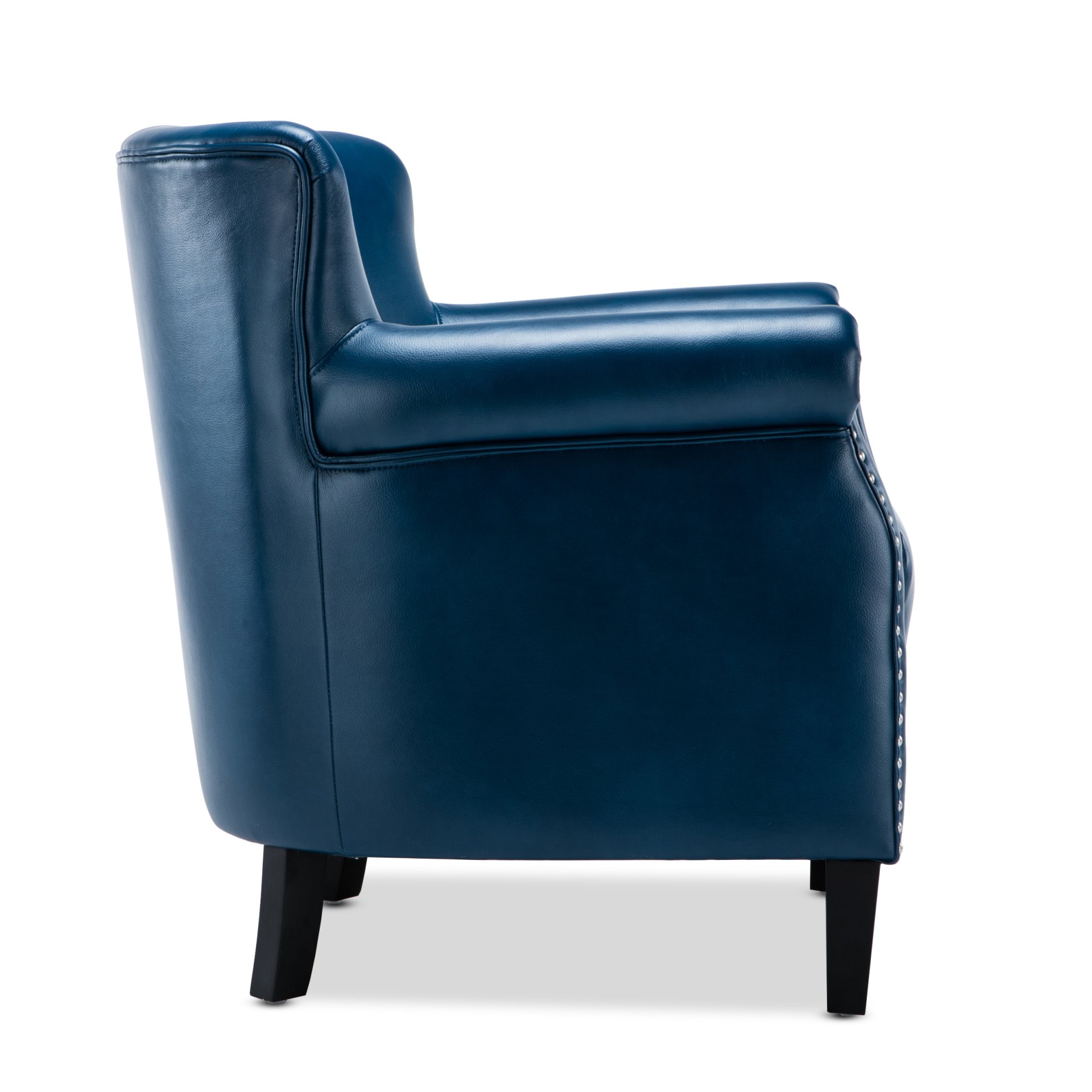Holly - Club Chair Upholstered With Nailhead Trim - Navy Blue - Image 12