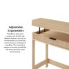 Transitional Reeded Lift Top Desk With Drawer - Oak - Image 11