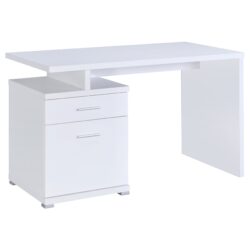 Sleek Office Desk With 2 Drawers - White
