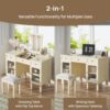 Multi Functional 2 In 1 Vanity Desk With Flip Top Mirror Material - White Oak - Image 16