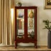 Curio Cabinet Lighted Curio Diapaly Cabinet With Adjustable Shelves And Mirrored Back Panel, Tempered Glass Doors 3 Tier, (E26 Light Bulb Not Included) - Cherry - Image 5