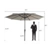 9 Ft Aluminum Patio Market Umbrella With 8 Ribs UV 50 Protection Push Button Tilt And Crank For Garden Beach Or Table Use Without Base - Gray - Image 4