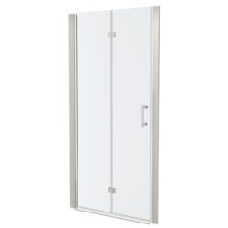 Bi Fold Frameless Shower Door With Tempered Glass - Brushed Nickel