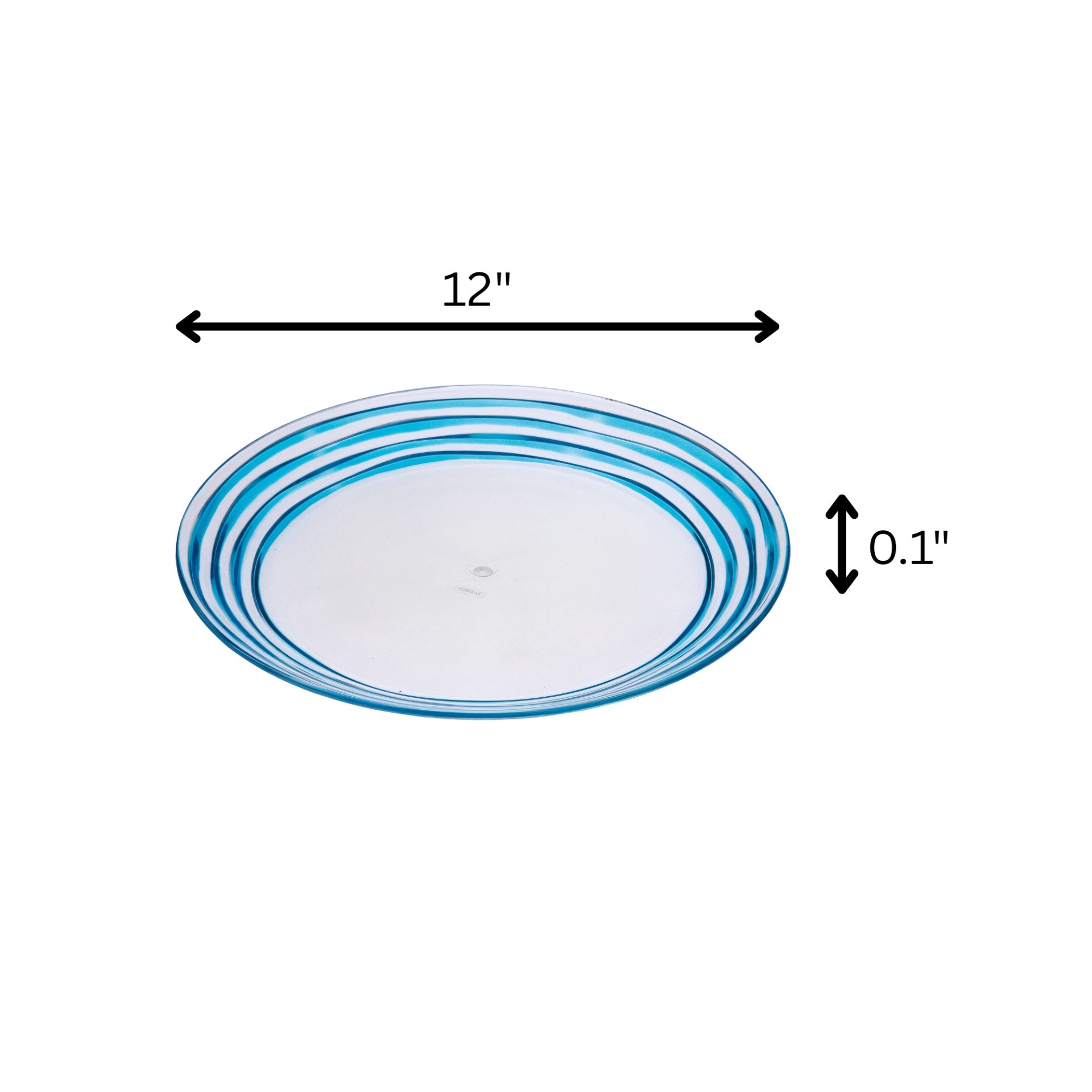 Designer Swirl 12" Acrylic Dinner Plates (Set of 4) Unbreakable Plates Bpa Free And Dishwasher Safe - Blue - Image 3