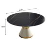 59.05" Modern Artificial Stone Round Carbon Steel Base Dining Table, Can Accommodate 6 People - Black / White - Image 3