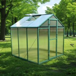 Newly Marketed Gain Height Windproof Aluminum Greenhouse 6 X 6 Ft Polycarbonate Greenhouse Raised Base And Anchor Aluminum Heavy Duty Walk - In Greenhouses For Outdoor Backyard In All Season - Green