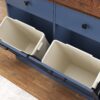 Double Tilt Out Trash Cabinet For 20 Gallon Trash Cans, Barn Door Laundry Sorter Cabinet - Antique Navy Blue - Image 11