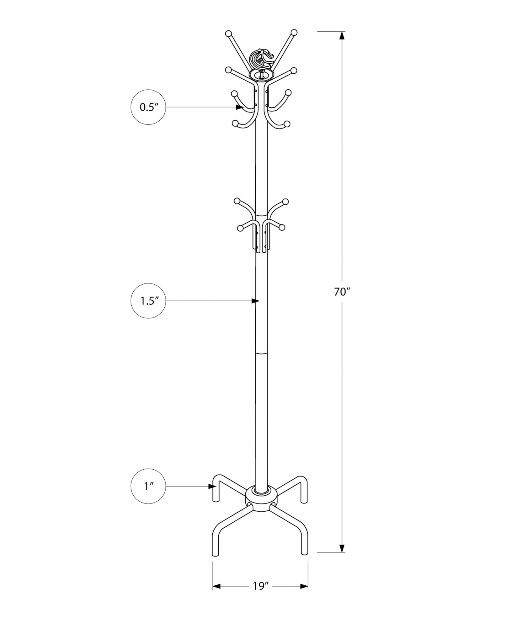 Free Standing Coat Rack 12 Hooks For Entryway - Black - Image 4