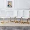 Luxury Simple Arch Chair (Set of 8) Material With Arched Metal Leg - White / Gold - Image 3