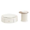 Modern Round Coffee Table (Set of 2), 360 Degree Rotatable Flower Shaped Top With 2 Drawers, Top Circle Side Table End Table With Glass For Living Room - Off White - Image 11