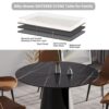 Modern Artificial Stone Round Carbon Steel Base Dining Table, Can Accommodate 6 People - Black - Image 6