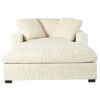Oversized Chaise, Lounge Chair Classic Design, Soft Fabric, Durable Frame With Solid Wood Legs - Beige - Image 5