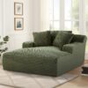 Cloudline - Oversized Chaise Lounge Chair In Soft Corduroy, Modern Comfy Couch With Full Foam Cushioning, Cozy Sleeper Sofabed For Living Room - Green - Image 5