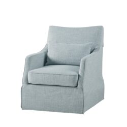Modern Design London Skirted Swivel Chair With 360 Degree Rotation - Light Blue