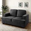 Modern Loveseat, Comfortable 2 Seater Couch With Deep Seating And High Density Foam, Loose Back Cushions, Wide Arms - Black - Image 7