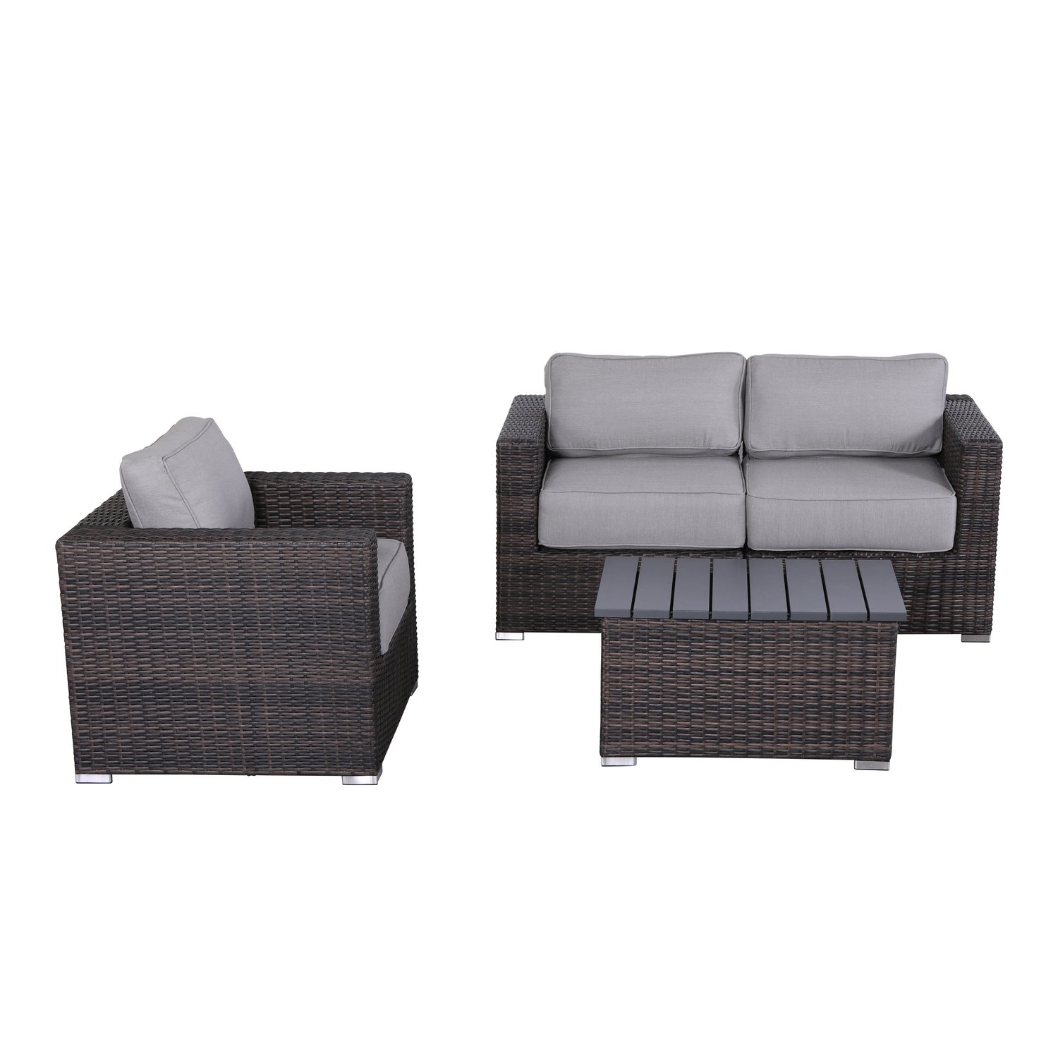 3 Person Outdoor Seating Set With Cushions - Brown - Image 6