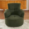 360 Degree Swivel Upholstered Accent Barrel Chair With Adjustable Headrest Berber Fleece - Green - Image 3