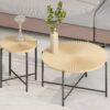 Radial - Pattern Coffee And End Table Set Waterproof Cover, Distressed Cylindrical Design, Legs Classic Rustic Charm (Set of 2) - Oak Natural Wood / Antique White - Image 5