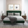 Dillon - Velvet Platform Bed Queen Size - Green - Image 6