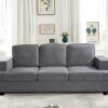 Modern Sofa, Comfortable 3 Seater Couch With Deep Seating And High Density Foam, Loose Back Cushions, Wide Arms - Gray - Image 6