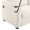 Corduroy Sleeper Sofa Loveseat Sofa With Full Size Mattress, 2 USB Ports, 2 Cup Holders, 2 Side Pockets And A Phone Holder For Living Room - Beige - Image 21