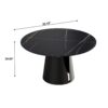 Modern Artificial Stone Round Carbon Steel Base Dining Table, Can Accommodate 6 People - Black - Image 3