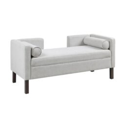 Upholstered Accent Bench With Open Back - Gray