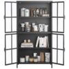 Premium Metal Storage Cabinet With Tempered Glass Doors, Adjustable Shelves, And Anti Tipping Device - Black - Image 10