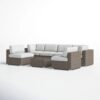 6 Seater Rattan Wicker Outdoor Lounge Set With Cushions - Gray Mix - Image 5