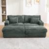 Oversized Double Chaise Lounge Sofa Bed Cloud Couch Upholstered Sleeper Sofa Daybed With 2 Supportive Pillows, USB Ports And Cup Holders - Dark Gray - Image 9