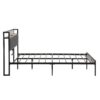 Full Size Metal Platform Bed Frame With Upholstery Storage Headboard And USB Liner - Beige / Black - Image 3