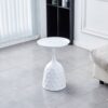 Wine Cup Metal Side Table, Small Sofa Table, Round White Nightstand - White - Image 4