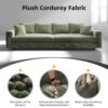 4 Seat Sofa, Deep Seat Couches With Soft Pillows And 3 Ottomans, Convertible Sofa Lounge Chair, For Living Room - Green - Image 4