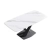 70.87" Modern Artificial Stone White Curved Black Metal Leg Dining Table, Can Accommodate 6-8 People - White / Black - Image 8