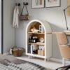 Arched Small Bookcase, Storage Cabinet, Bookshelf With 3 Shelves For Living Room - Oak / White - Image 2