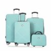 4 Piece Lightweight Suitcase, 14" Makeup Box, Aircraft Wheels (14/20/24/28) - Light Blue - Image 5