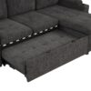 Convertible L Shaped Sofa Couch With Storage, Cup Holders, USB Ports - Black - Image 24