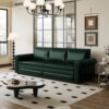 Pull Out Sofa Bed, 3 In 1 Convertible Sleeper Sofa With Nailhead Trim & Rolled Arm, Multi Functional Sofa Bed For Living Room, Bedroom, Apartment, Office - Green - Image 4