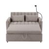 Convertible Sofa Bed Loveseat Sofa With Three USB Ports, Two Side Pockets, Two Cup Holders And 360° swivel Phone Holder For Living Room - Light Gray - Image 13