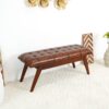 Maja - Mid-Century Modern Leather Bench - Cognac / Dark Brown - Image 9