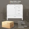 36" Bathroom Vanity With Solid Pine Frame, Soft Close Door Drawers - White - Image 7