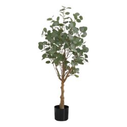 46" Tall, Artificial Plant, Eucalyptus Tree, Indoor, Faux, Fake, Floor, Greenery, Potted, Decorative - Green / Black