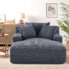 Cloudline - Oversized Chaise Lounge Chair In Soft Corduroy, Modern Comfy Couch With Full Foam Cushioning, Cozy Sleeper Sofabed For Living Room - Gray - Image 8