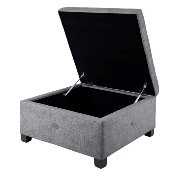 Aspen - Ottoman Soft Close Storage Charcoal Upholstered - Charcoal