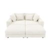 Plush Corduroy 4 Seat Sofa, Modern Comfy Upholstered Sofa Cloud Couch, Deep Seat Couches With Soft Pillows And 2 Ottomans, Convertible Sofa Lounge Chair, For Living Room, Apartment, Office - Beige - Image 16