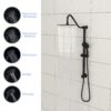 Shower System With 5 Function Rain Hand Shower And Slide Bar Combo - Matte Black - Image 8