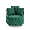 Modern Glam Velvet Upholstered Swivel Chair With Button Tufted Design And Wheels - Green - Image 8